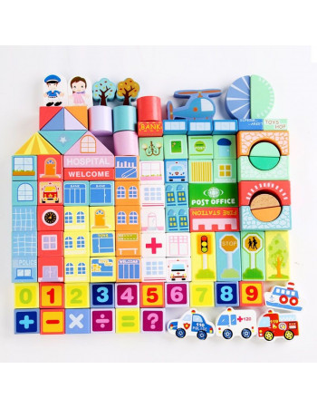 Дерев'яні кубики у відрі (100 деталей) арт. C 74255