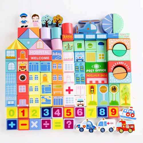 Дерев'яні кубики у відрі (100 деталей) арт. C 74255