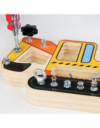 Дерев`яна розвиваюча гра 'Екскаватор' (болти, викрутка, ключ, шестигранник) арт. С 54685