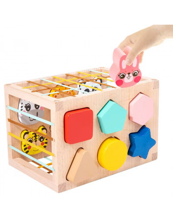 Дерев'яна розвиваюча іграшка (сортер з резинками і фігурами) арт. C 60392