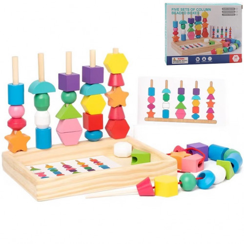 Дерев'яна логічна гра (піраміда з картками, шнурівка) арт. C 74318