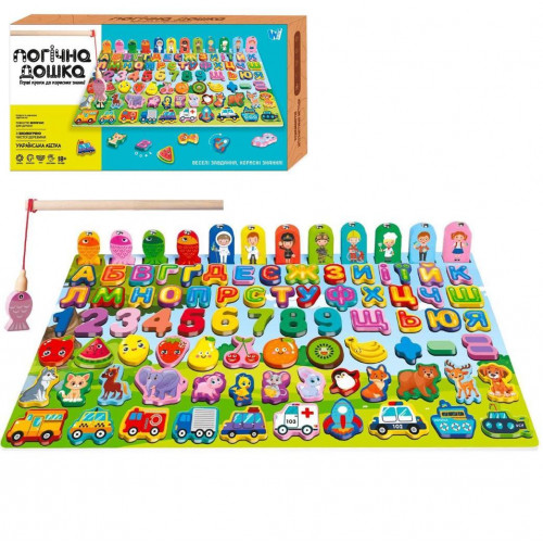 Дерев'яна розвиваюча іграшка 'Абетка' (вкладиш - сортер, рибалка) арт. 31592