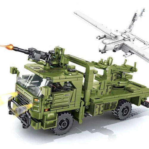 Конструктор ЗСУ 2в1 'Військова машина КРАЗ-6510ТЕ' та безпілотник 'Сокіл-300' (392 деталі) арт. 12052