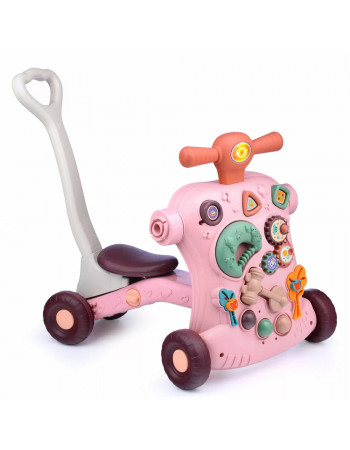 Багатофункціональна каталка 5 в 1 (столик, каталка, ходунки, велобіг, самокат) Baby Walker РОЖЕВІ арт. 999 M