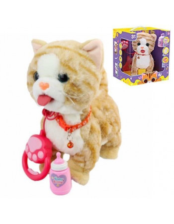 М'яка іграшка котик на повідку (ходить, облизує, співає, повторює) арт. 933-159 E