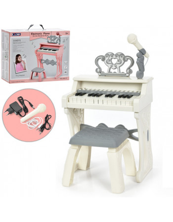Синтезатор (піаніно) зі стільчиком БІЛИЙ арт. 328-26