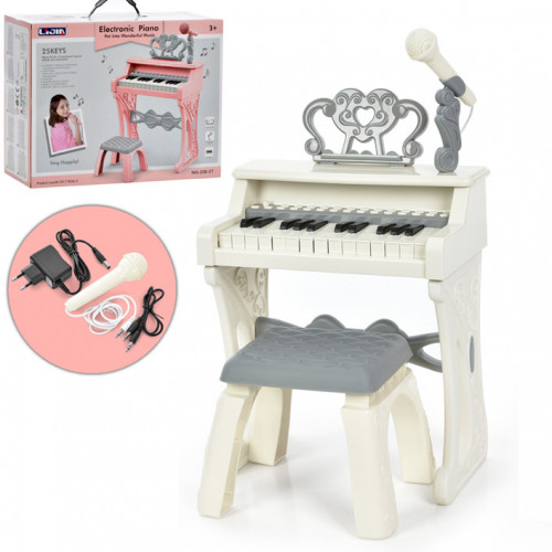 Синтезатор (піаніно) зі стільчиком БІЛИЙ арт. 328-26