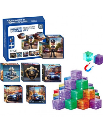 Магнітні кубики 'Magnetic blocks' POLICE (9 деталей) арт. U 9/60181