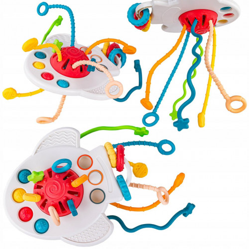 Набір розвиваючих іграшок 6 в 1 (піраміда, серветниця, кубики, брязкальця, куб з резинками та ін.) арт. 1297