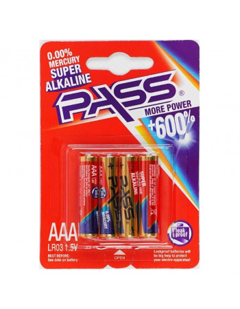 Батарейка 'PASS' ALKALINE ААА 1,5V (4шт.) арт. C 56889