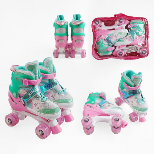 Ролики дитячі розсувні (квади) розмір S/29-33, колеса PU арт. R-206-75 S