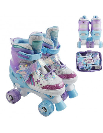 Ролики дитячі розсувні (квади) розмір M /34-38, колеса PU арт. R-620-80 М