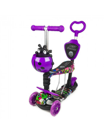 Самокат - велобіг 5 в1 Best Scooter з батьківською ручкою та підніжками арт. 13400