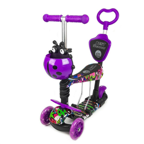 Самокат - велобіг 5 в1 Best Scooter з батьківською ручкою та підніжками арт. 13400