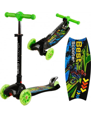 Самокат Best Scooter Maxi (складне кермо, колеса світяться, ліхтар) арт. L-8574