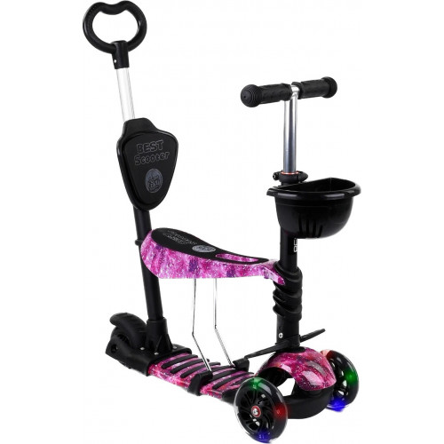 Самокат - беговел 5 в1 Best Scooter з батьківською ручкою і підніжками арт. 71905