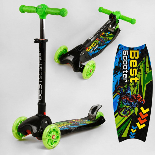 Самокат Best Scooter Maxi (складне кермо, колеса світяться, ліхтар) арт. L-8574