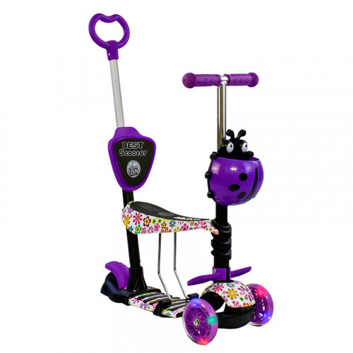 *Самокат - беговел 5 в1 Best Scooter з батьківською ручкою і підніжками арт. 97240
