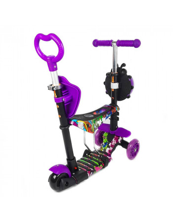 Самокат - велобіг 5 в1 Best Scooter з батьківською ручкою та підніжками арт. 13400