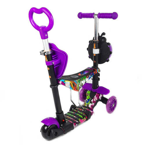 Самокат - велобіг 5 в1 Best Scooter з батьківською ручкою та підніжками арт. 13400