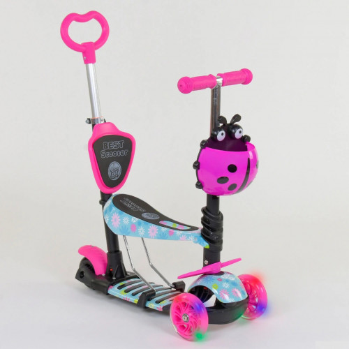 Самокат - беговел 5 в1 Best Scooter з батьківською ручкою і підніжками арт. 11210