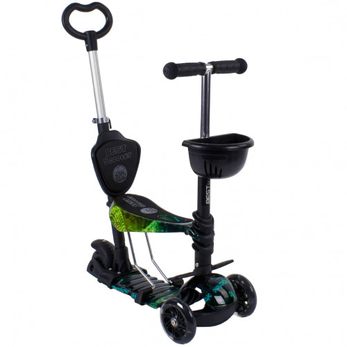 Самокат - беговел 5 в1 Best Scooter з батьківською ручкою і підніжками арт. 10999