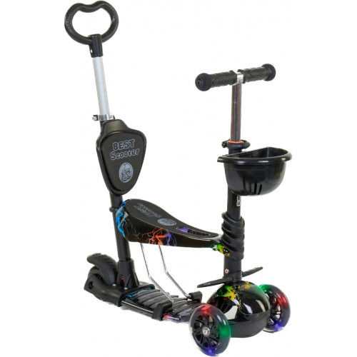 Самокат - беговел 5в1 Best Scooter з батьківською ручкою і підніжками арт. 35110