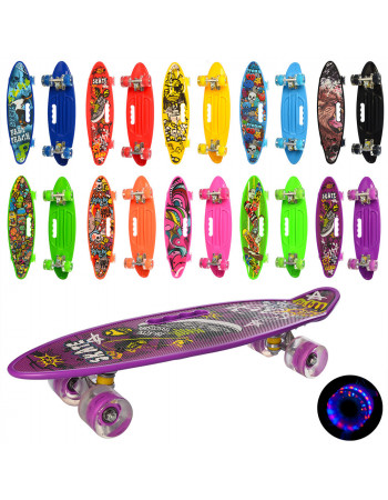 Скейт (пенни борд) Penny board (колеса светятся) ЖЕЛТЫЙ арт. 0461-2