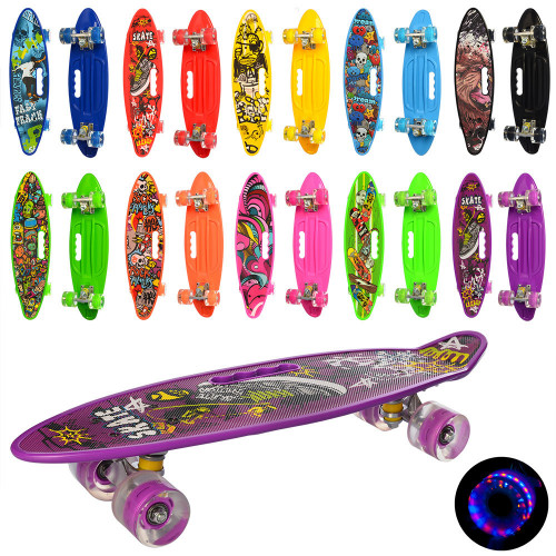 Скейт (пенни борд) Penny board (колеса светятся) ЖЕЛТЫЙ арт. 0461-2