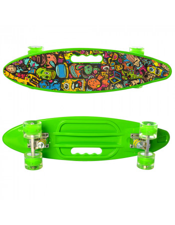 Скейт (пенни борд) Penny board (колеса светятся) ЗЕЛЕНЫЙ арт. 0461-2