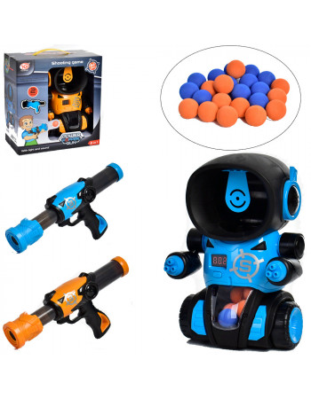 Ігровий набір - 2 помпових автомата з м'якими кульками та мішень СИНІЙ арт. YG 01 P