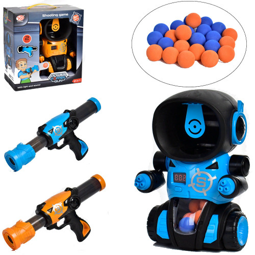 Ігровий набір - 2 помпових автомата з м'якими кульками та мішень СИНІЙ арт. YG 01 P