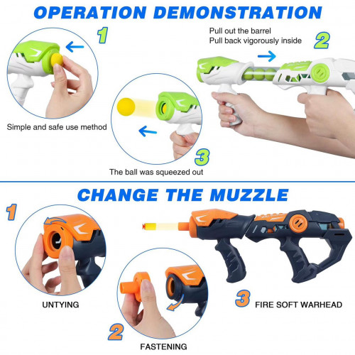 Ігровий набір - 2 помпових автомата з м'якими снарядами та мішень арт. YC 301