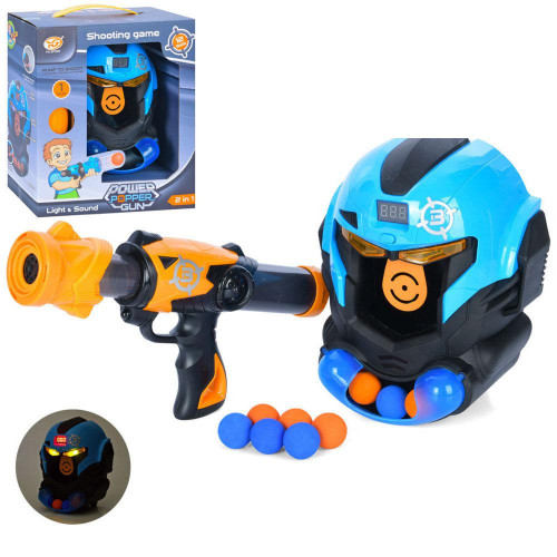 Автомат помповий з м'якими кульками та маскою-мішенню СИНЯ МАСКА арт. YG 10 P